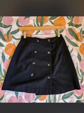 VINTAGE NYCC Black Double-Breasted A-Line Mini Skirt